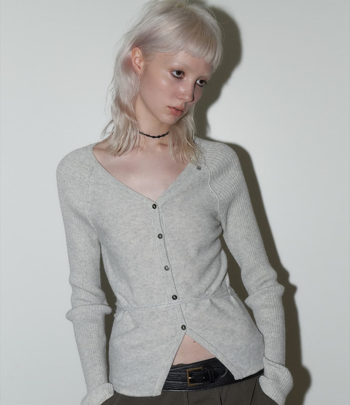 오디너리홀리데이 앙고라 브이넥 슬림 가디건 멜란지 상품이미지1