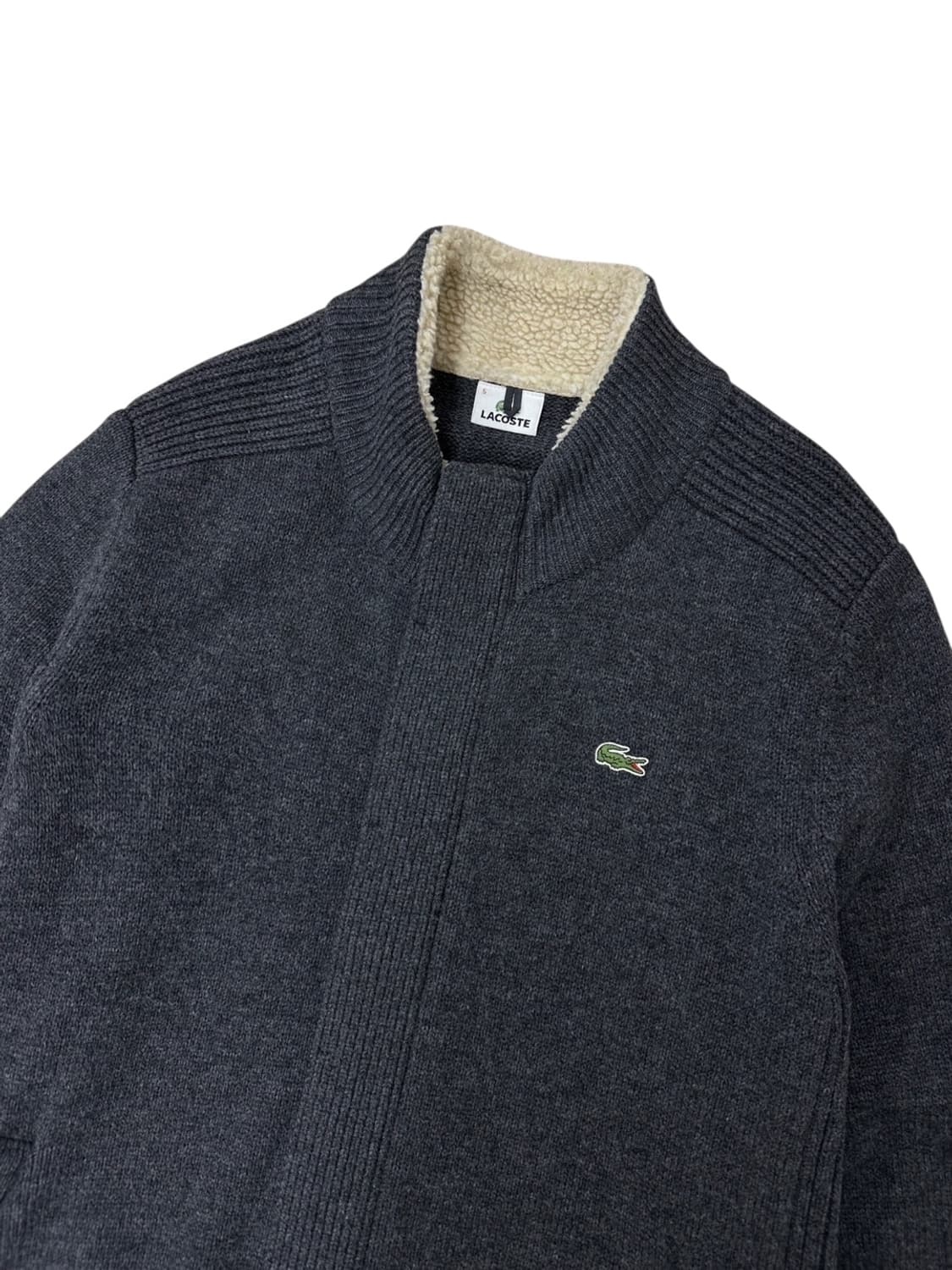 라코스테 울100% 니트집업 웜차콜 (105) 상품이미지2