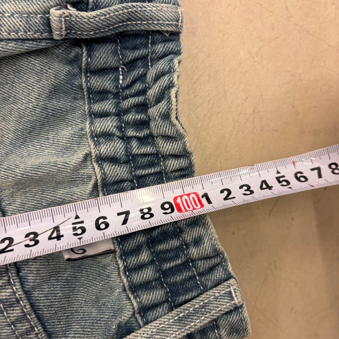 엑스톤즈 스퀘어 패턴 워싱 데님 팬츠 상품이미지5