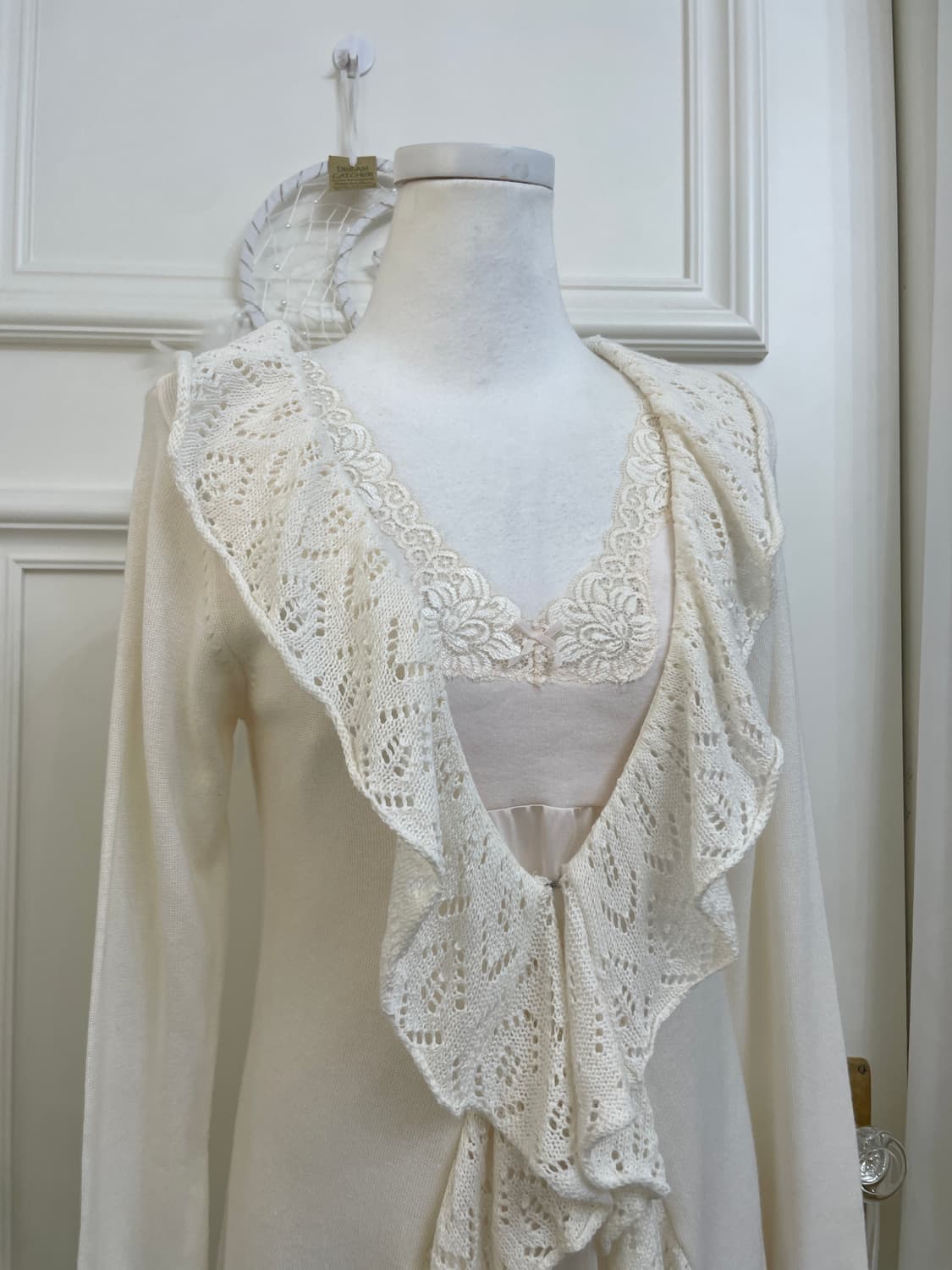 ivory crochet ruffle long cardigan&sheer 상품이미지6