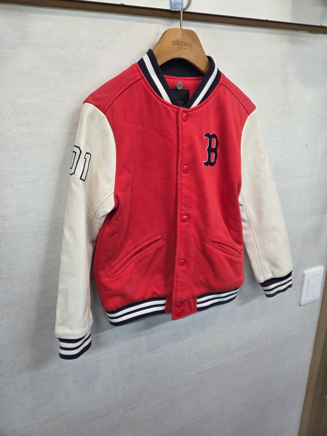 엠엘비 키즈 보스턴 레드삭스 안감누빔 가죽 바시티자켓 130 상품이미지6