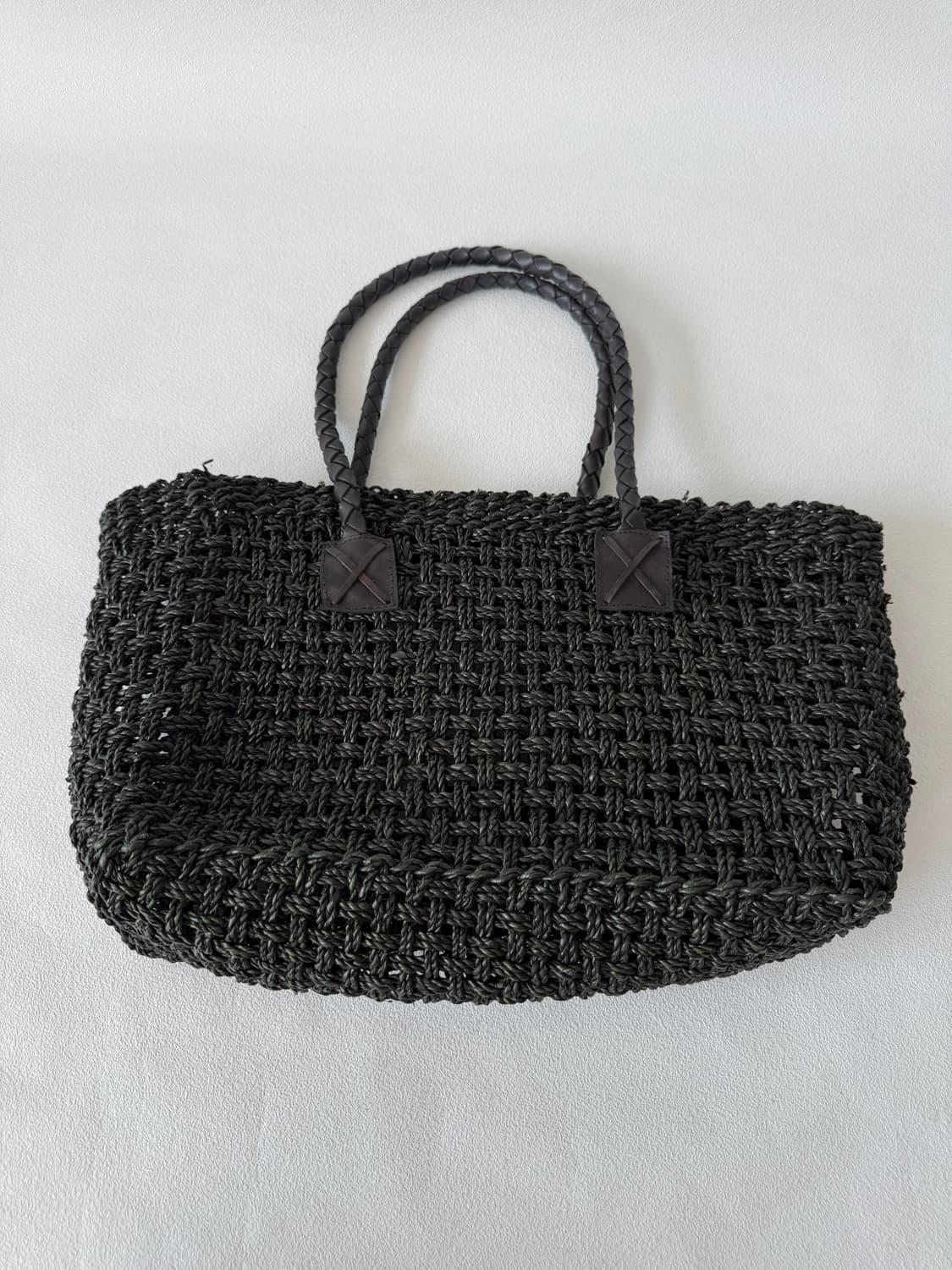 Pre owned 레더핸들 라탄백 상품이미지4