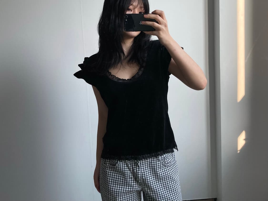 벨벳 레이스 티셔츠 상품이미지1