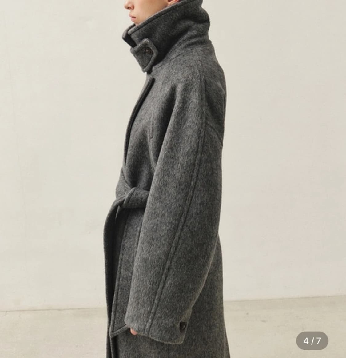 *해외출국으로 판매중단예정* 모한 카멜소재 더블 코트 그레이 상품이미지1