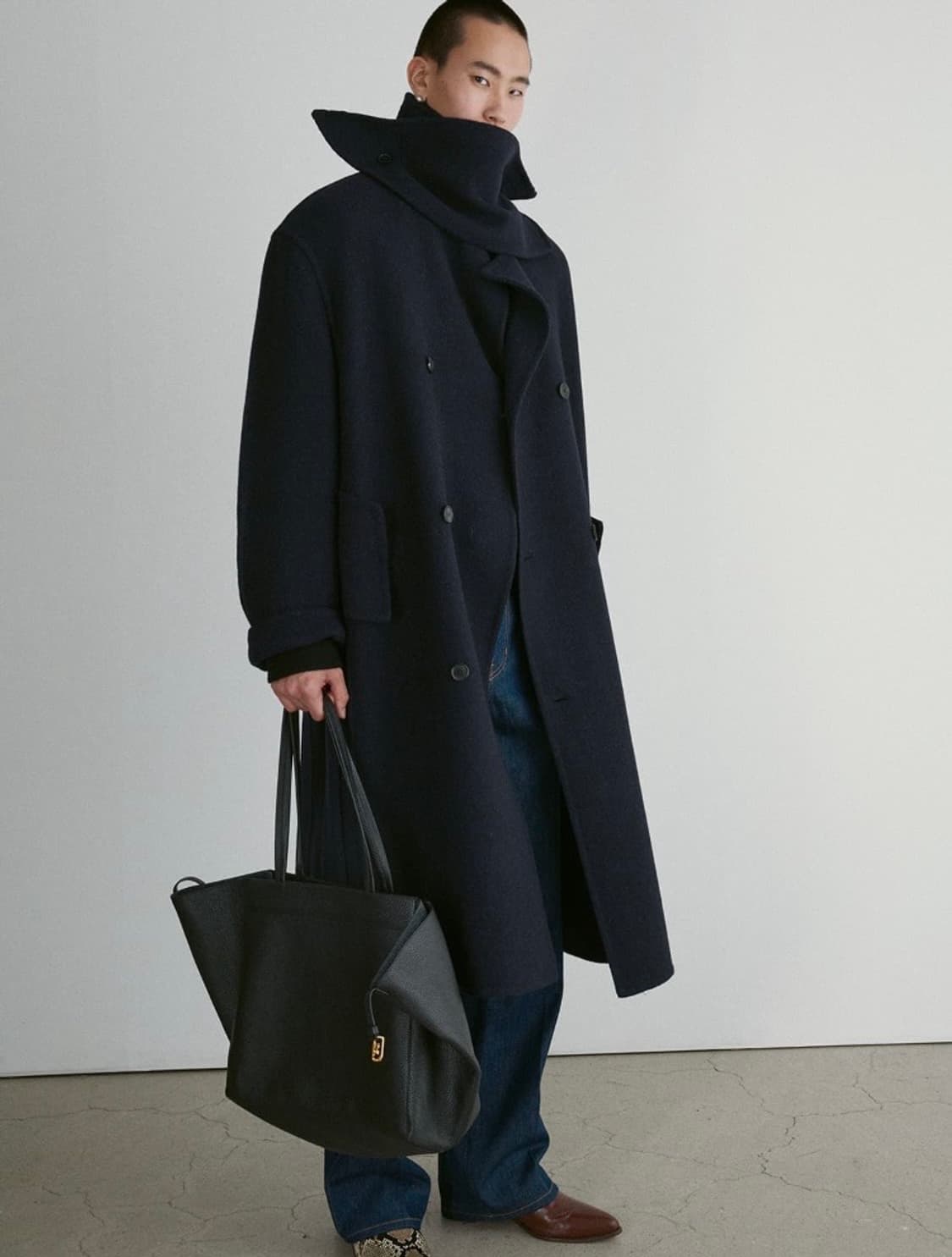 렉토 kuse 핸드메이드 코트 네이비 1사이즈 상품이미지3