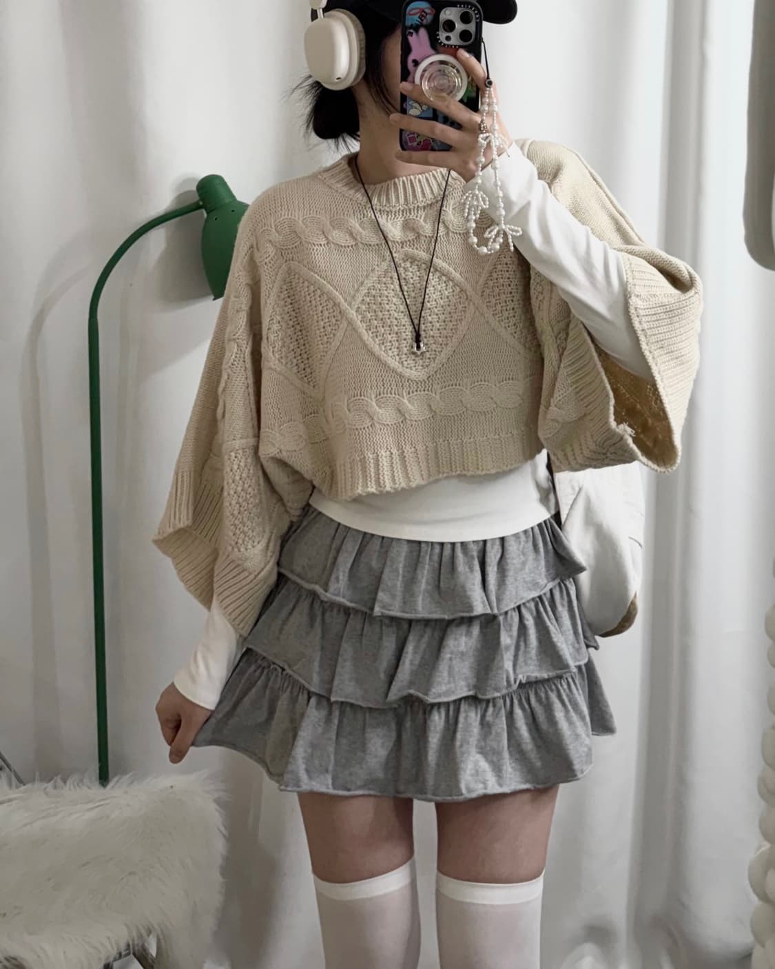 베이지 꽈배기 크롭 니트 상품이미지3
