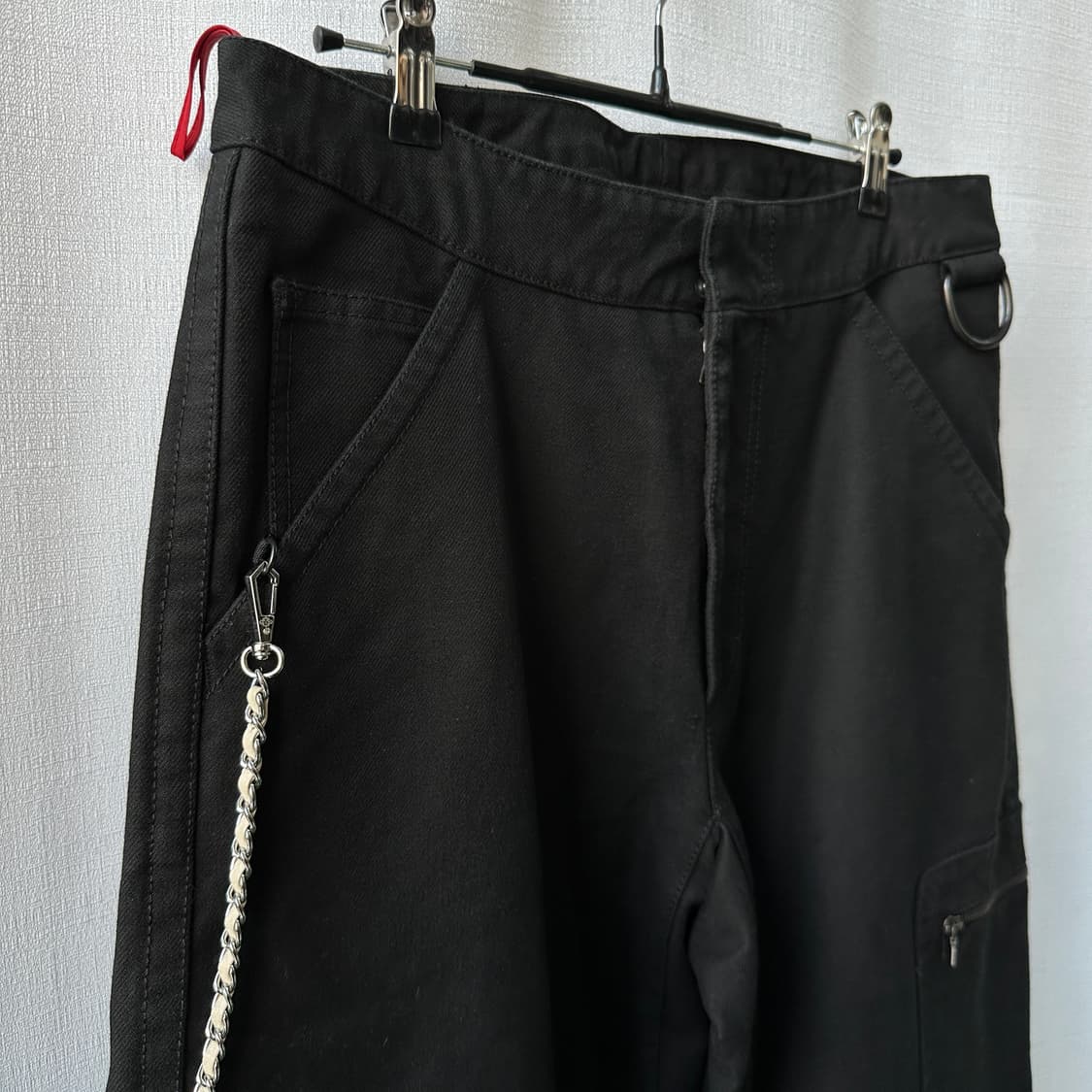 프라다 헤비코튼 신치백 체인 워크 팬츠 블랙 48 상품이미지3