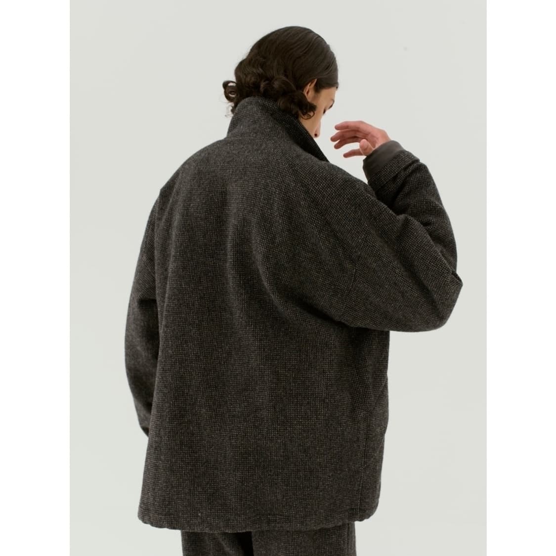 오라리 울 헤어라인 라이트 트위드 집업 블루종 챠콜 5사이즈 상품이미지2