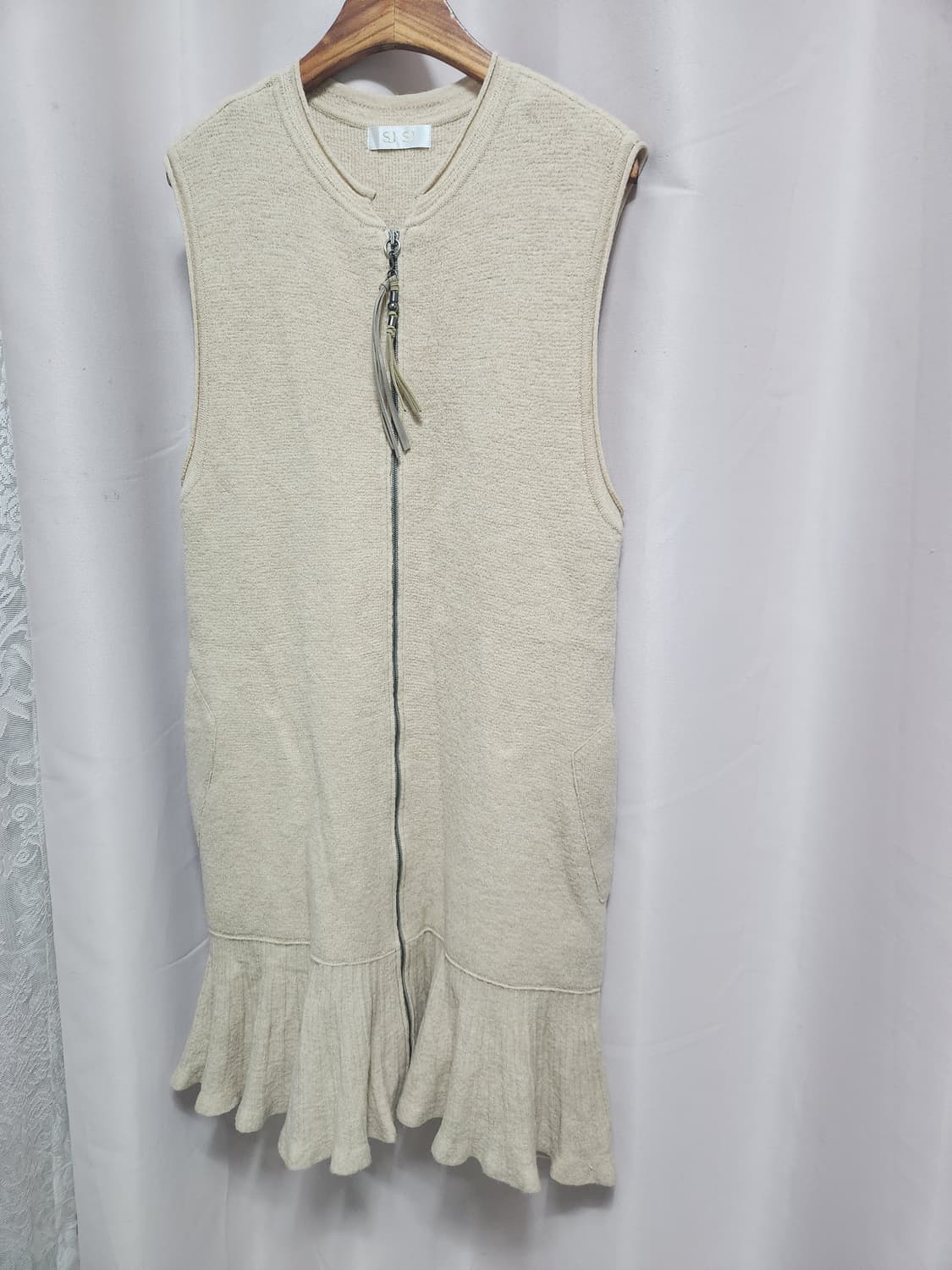 SJSJ아이보리 니트 조끼 프릴 원피스 상품이미지7