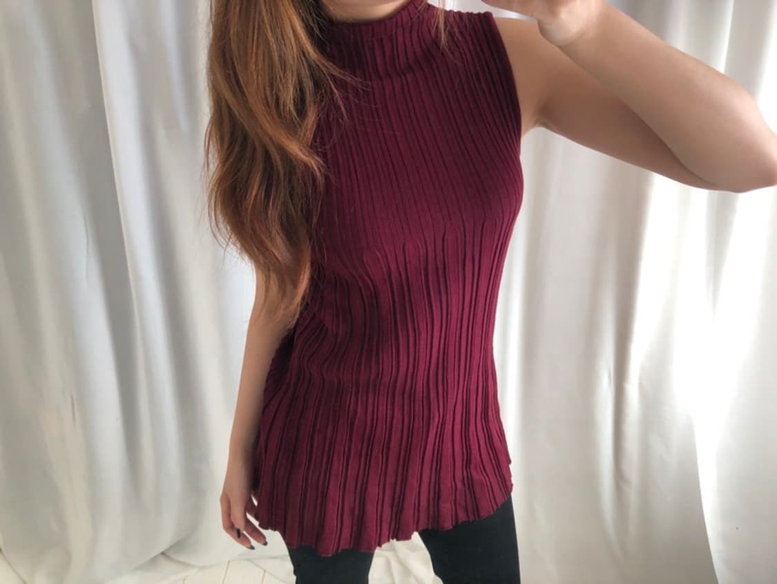 790. burgundy volume pleats dress 상품이미지1