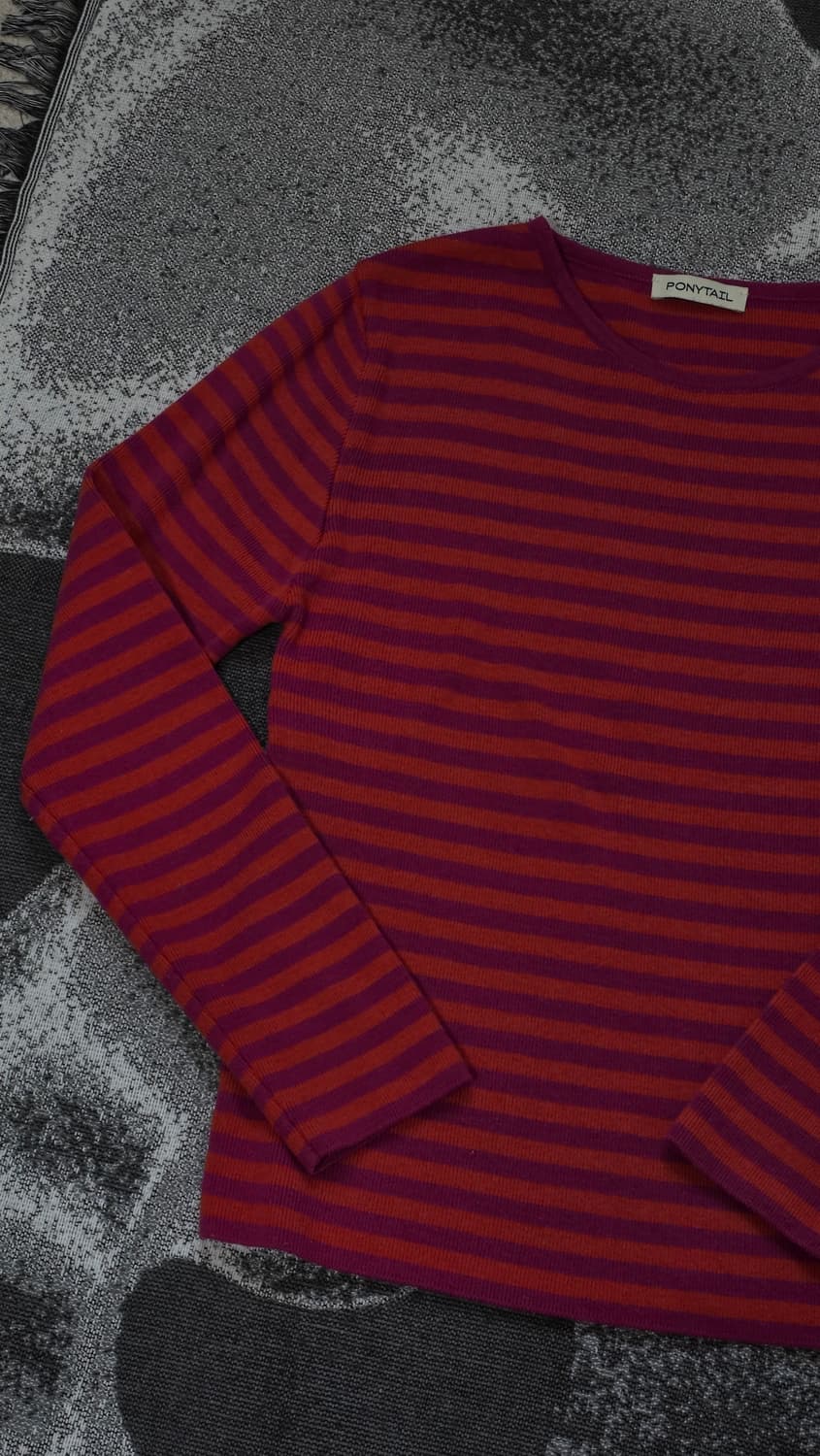 포니테일 ponytail 스트라이프 니트티 드래곤후르츠 색상 상품이미지3