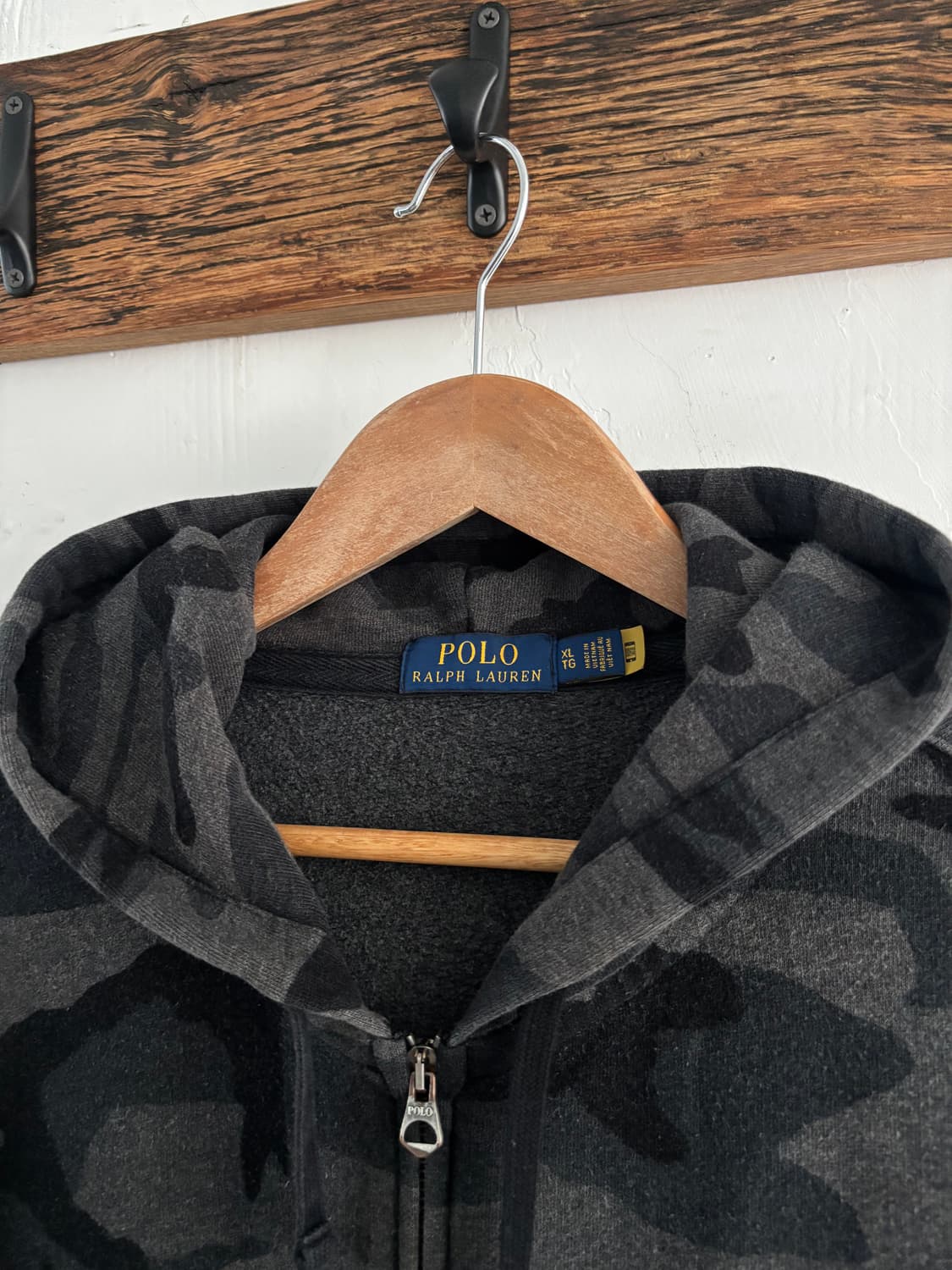 Polo 폴로 랄프로렌 신형 큐알 블랙 카모 후드집업 상품이미지4