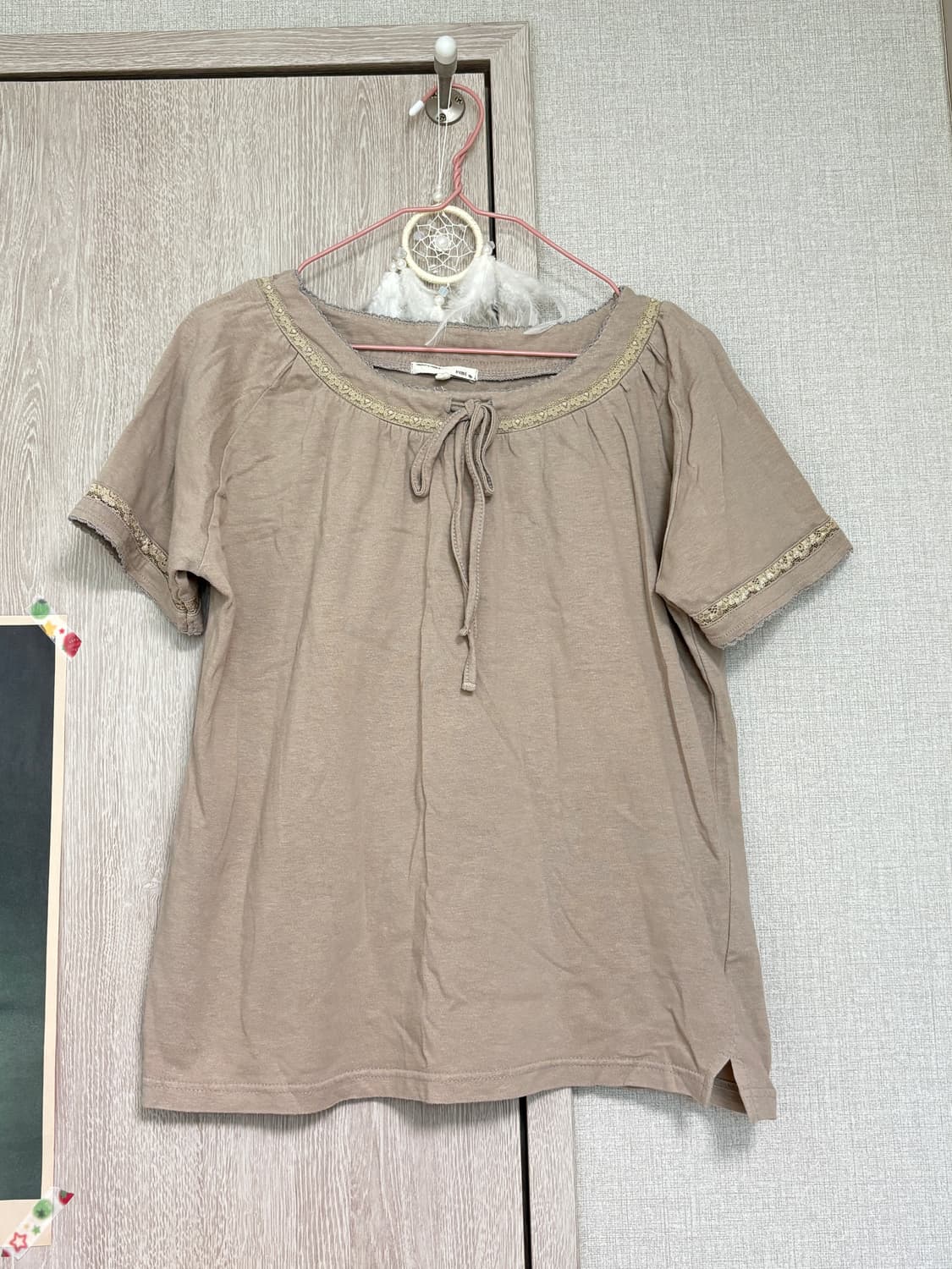 마루 빈티지 모카 레이스 반소매 티셔츠 상품이미지1