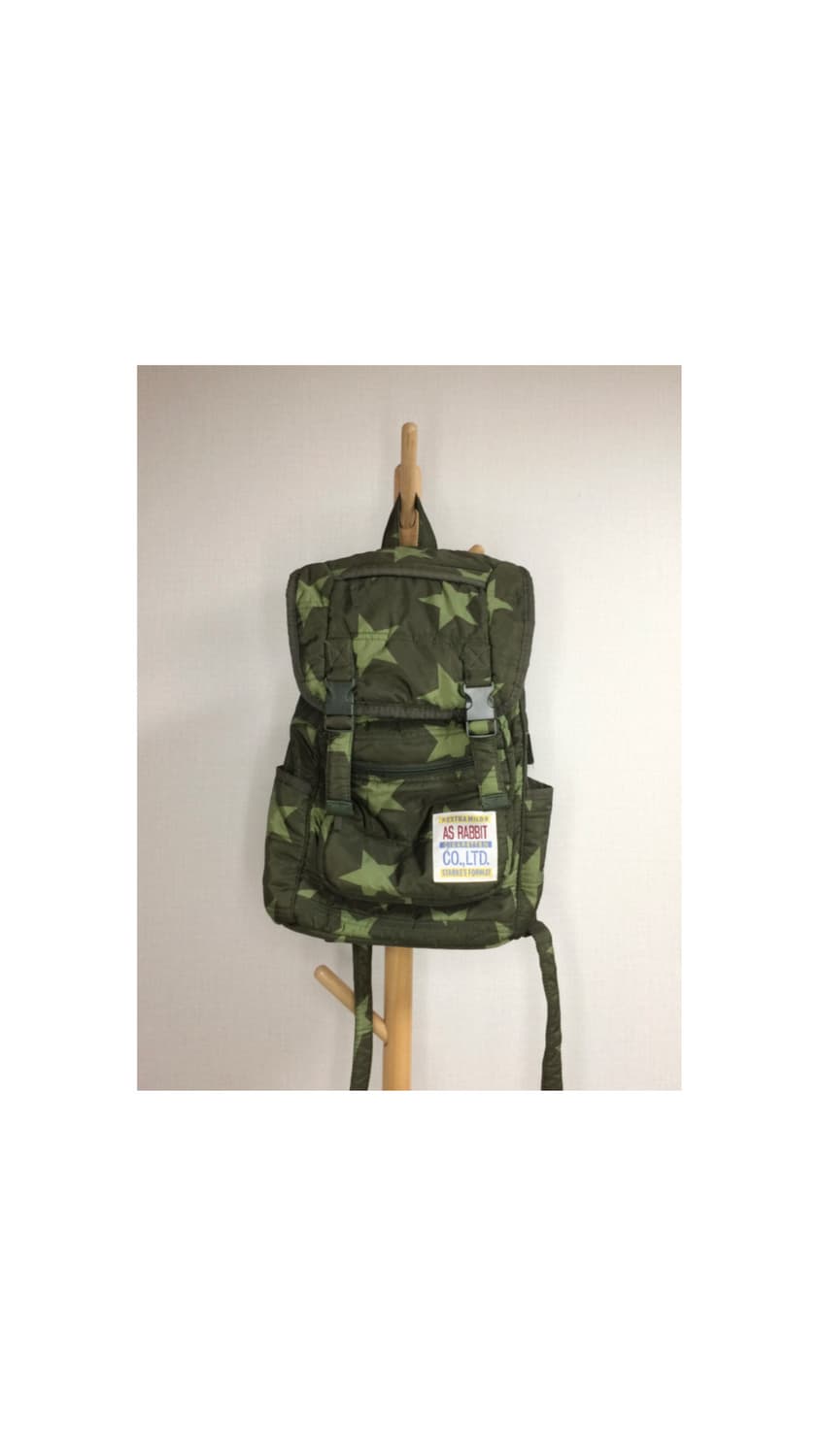 빈티지 카키 별 무늬 백팩 상품이미지1