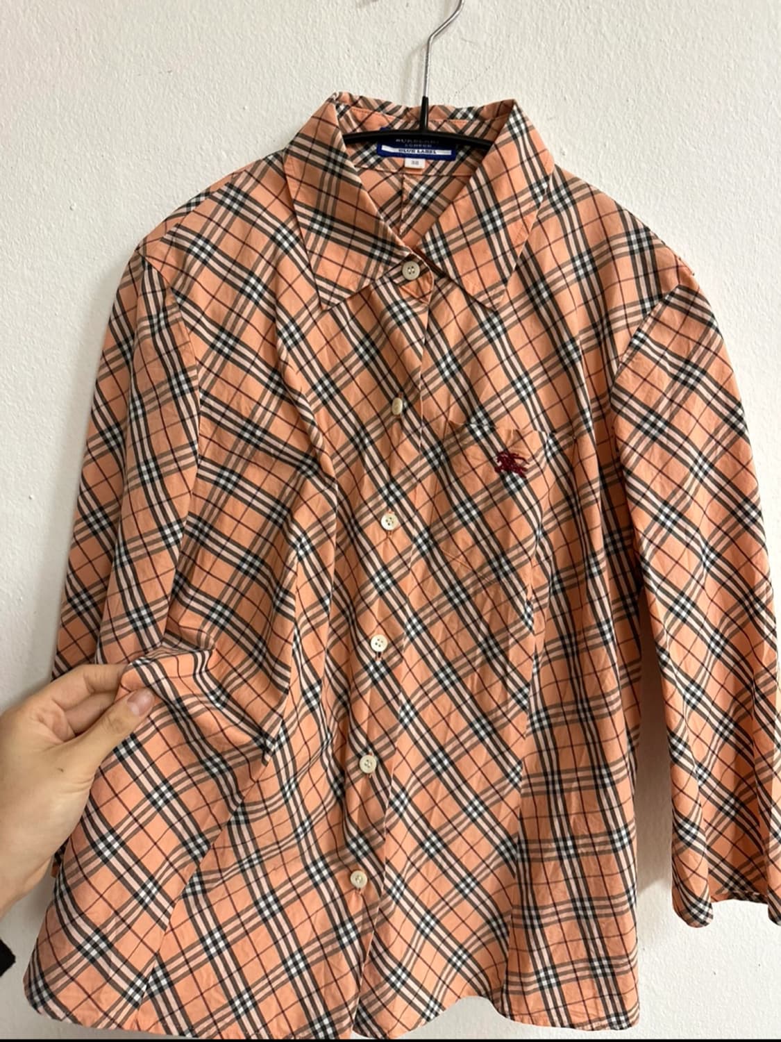 버버리 살몬핑크 체크 9부 셔츠 상품이미지1