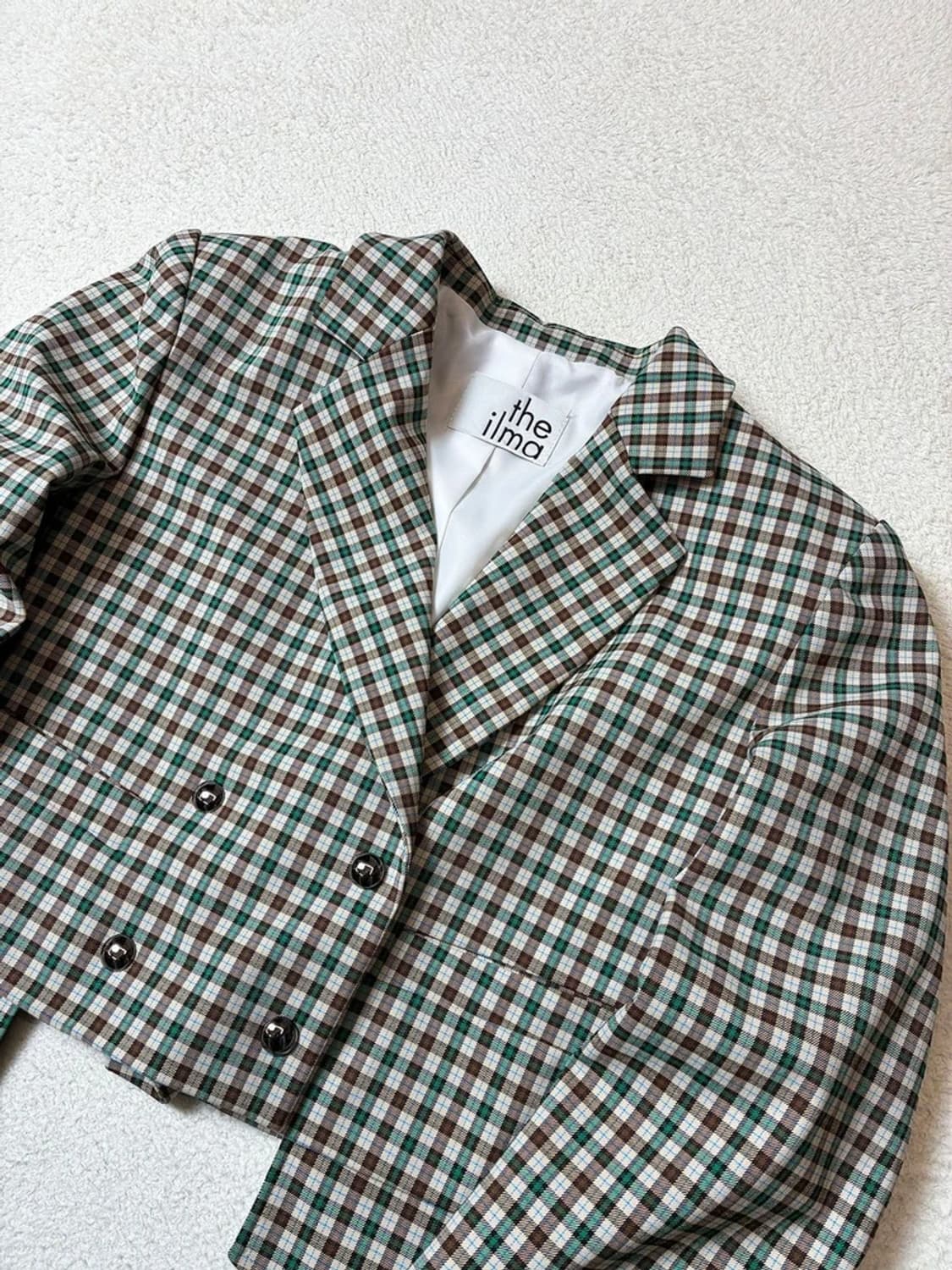 더일마 THEILMA 체크 크롭 블레이저 자켓 PN7390 상품이미지2