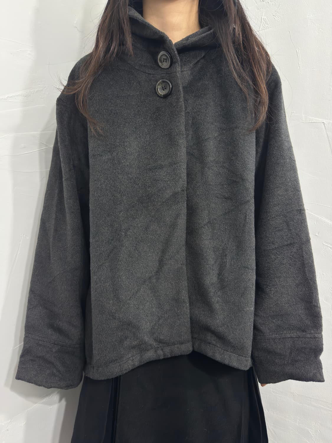 gray button hood jacket 상품이미지1