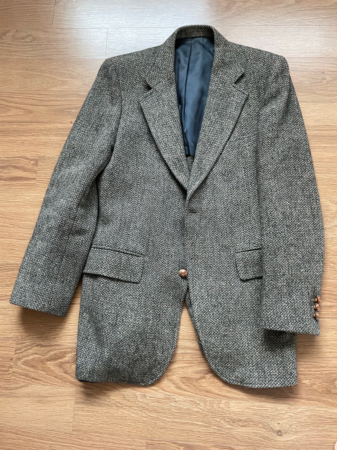 해리스트위드 헤링본 브라운 트위드 자켓 올드 빈티지 상품이미지1