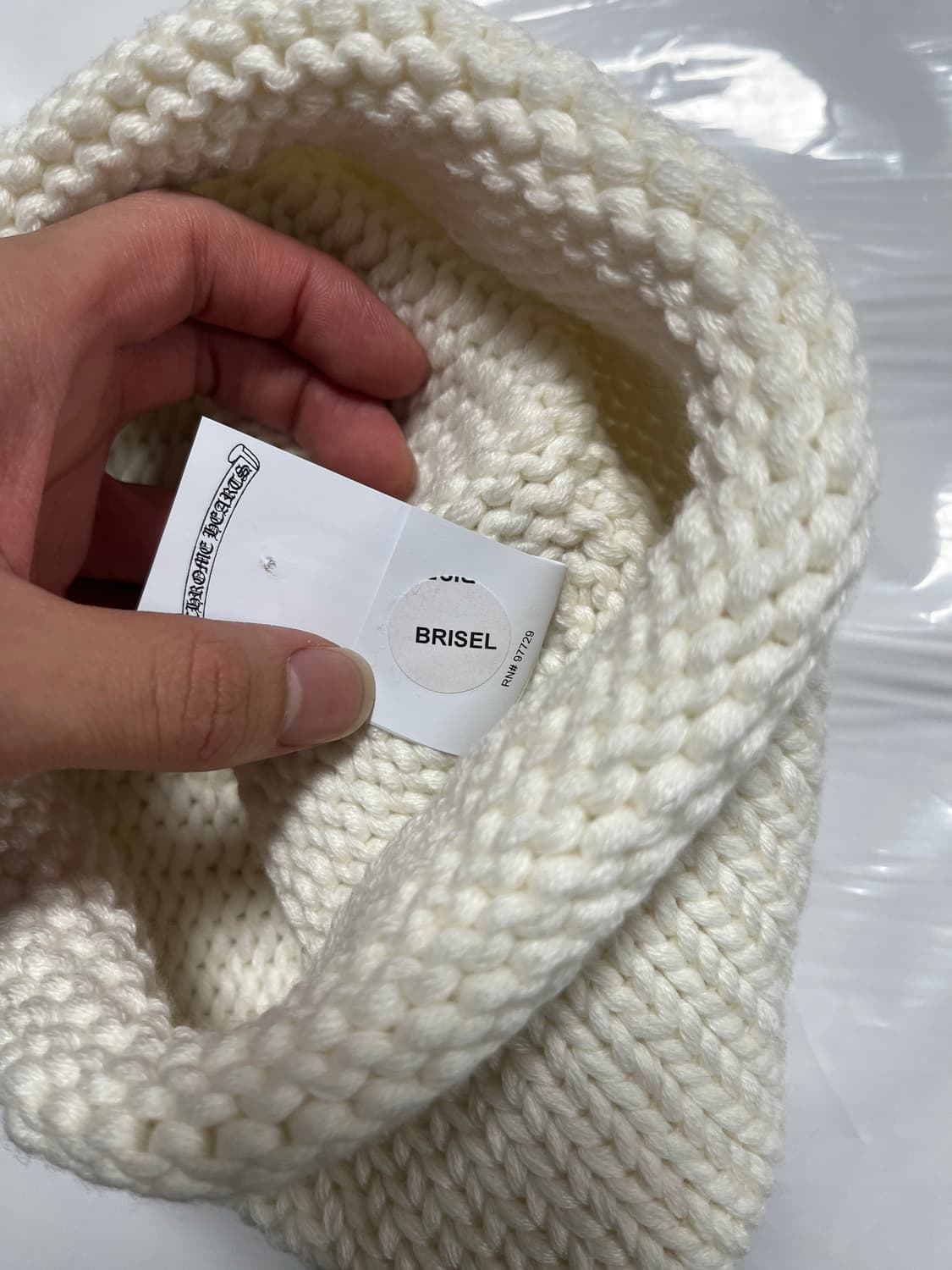 크롬하츠 캐시미어 비즈 크로스 화이트 비니 상품이미지3