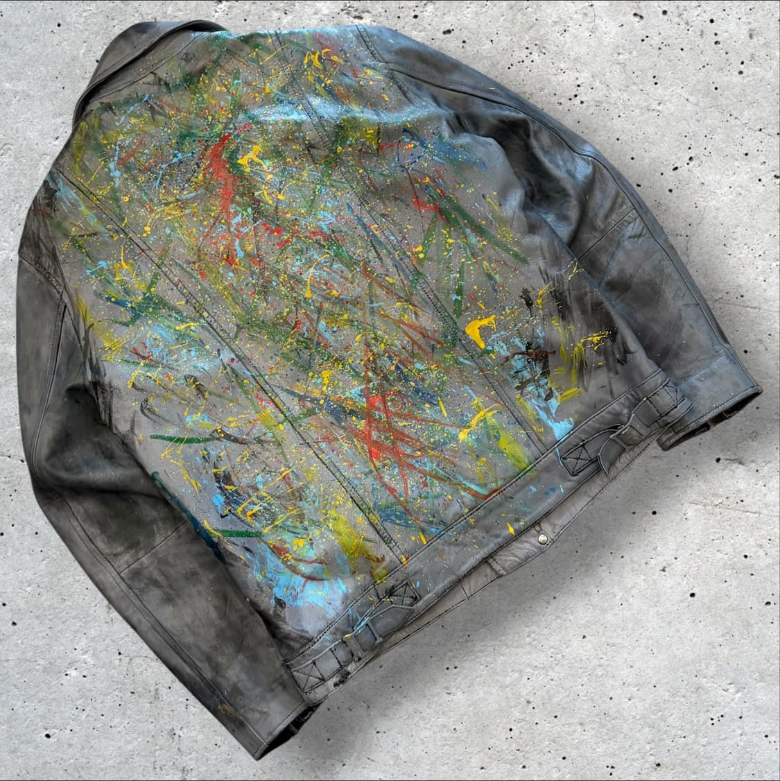 [M] 마하그리드 램스킨 양가죽 페인팅 레더 자켓 D619 상품이미지2