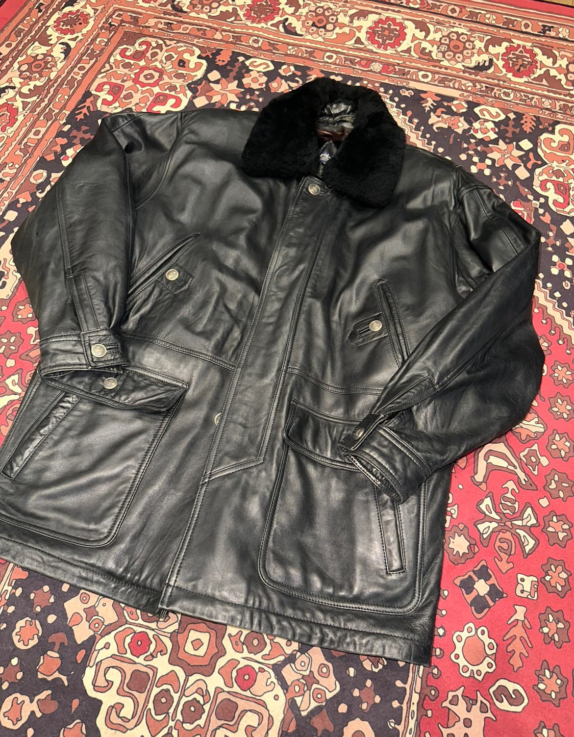 ( XL-2XL ) 입생로랑 가죽코트 가죽카코트 가죽하프 빈티지가죽 상품이미지6