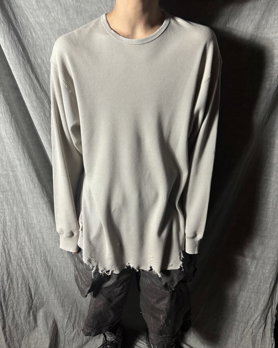 ANCELLM Distressed Waffle Knit  상품이미지1