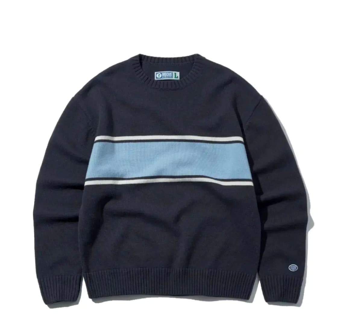 디스커스 애슬레틱 울블렌드 로고 배색 니트 스웨터 상품이미지1