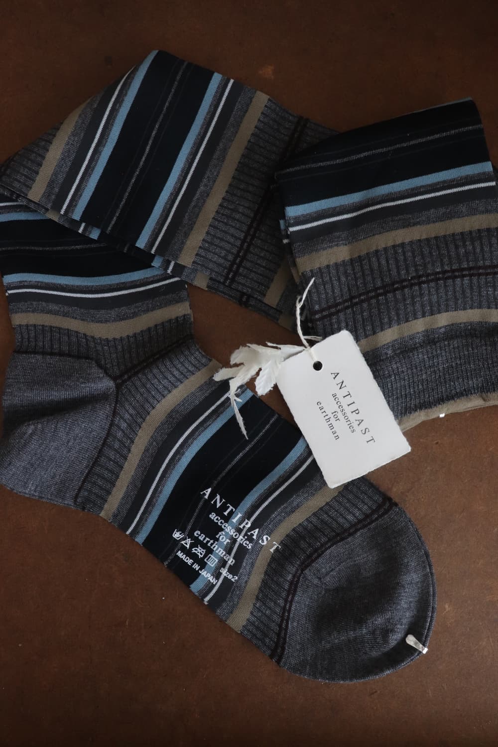 [Antipast] Stripe Long Socks (Grey) 상품이미지2