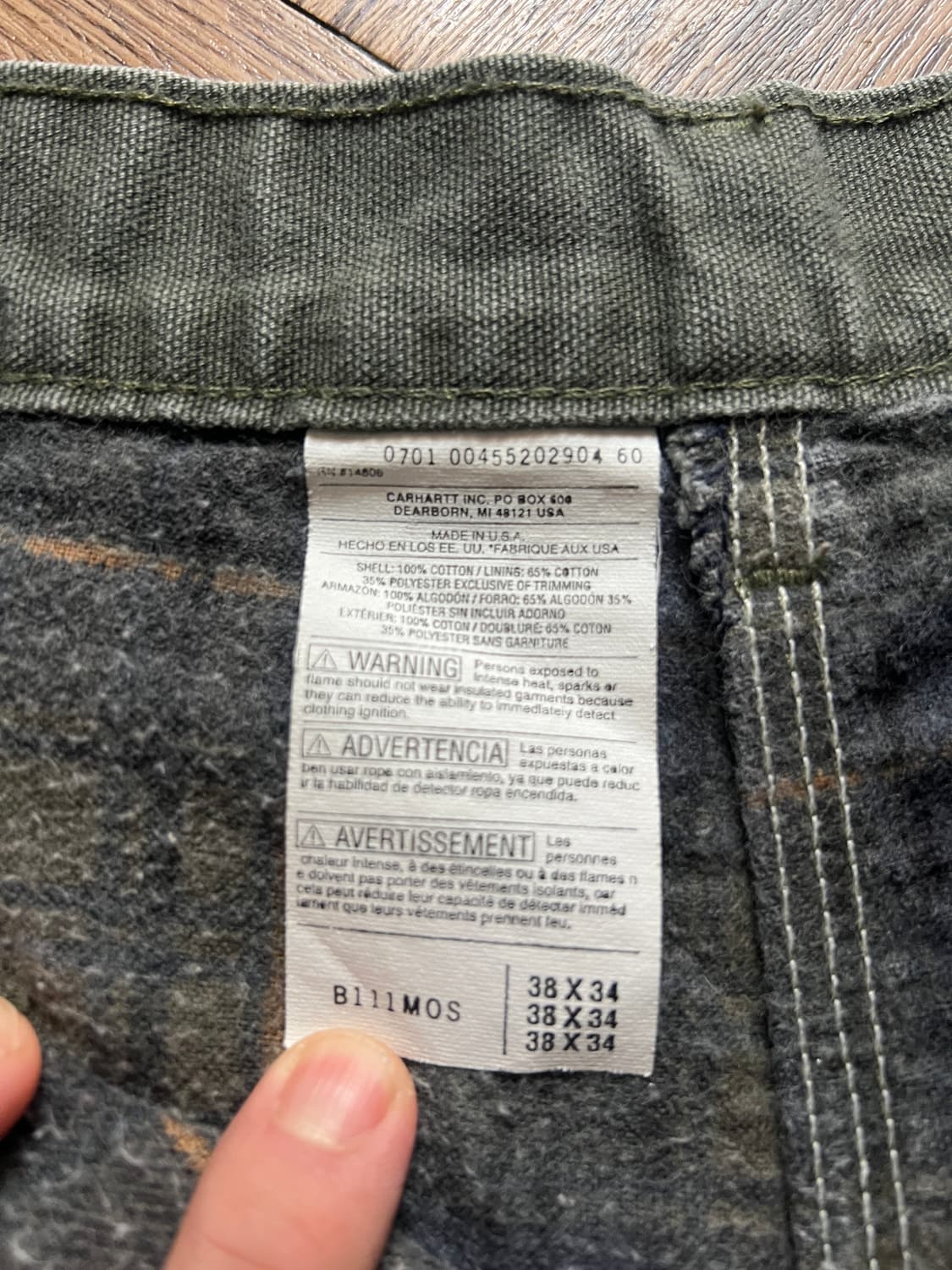 [38]칼하트 USA Made 체크라이닝 모스그린 카펜터 워크 팬츠 M5 상품이미지7