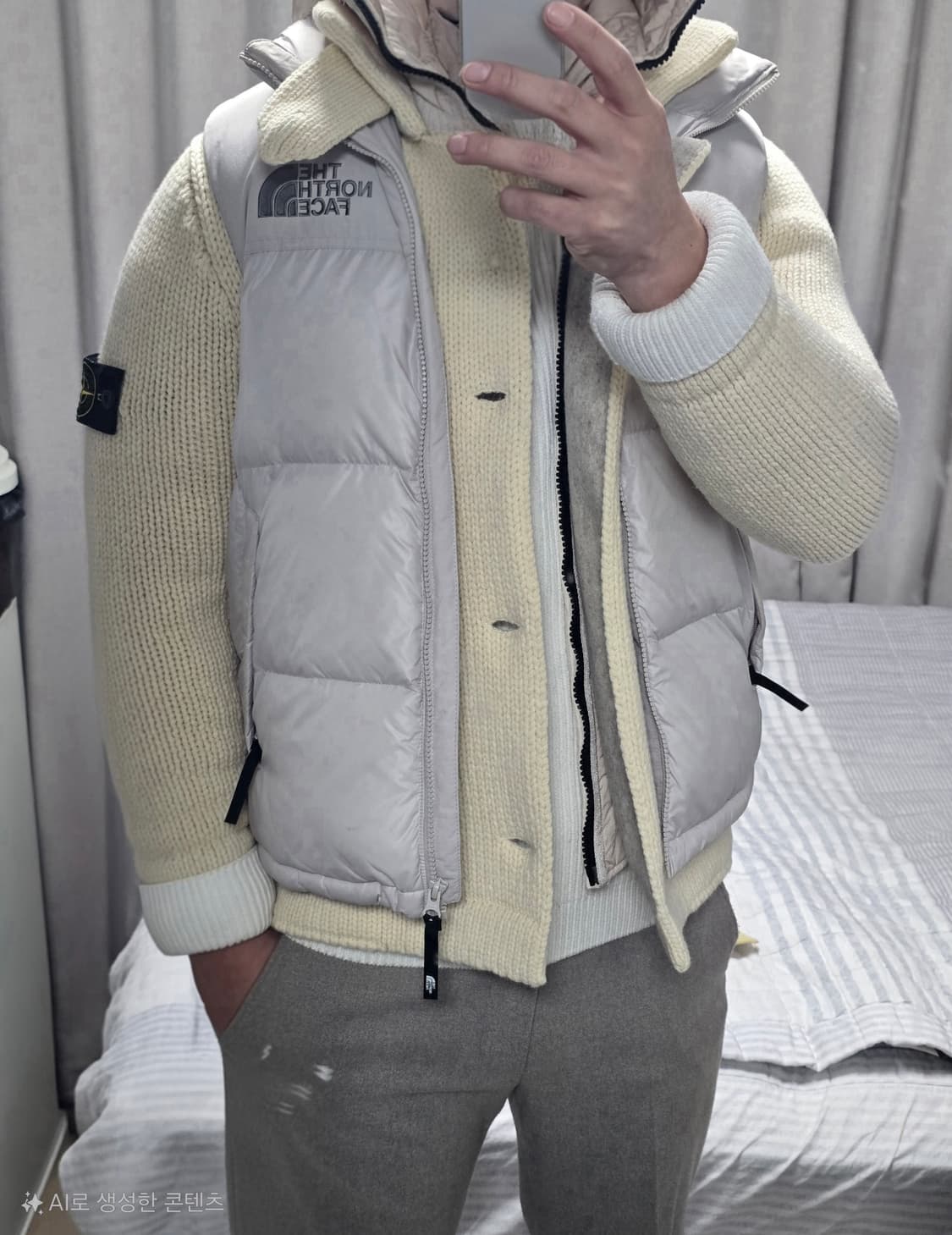 스톤아일랜드 가디건 남성 니트 후드(탈부착) 아이보리 상품이미지8