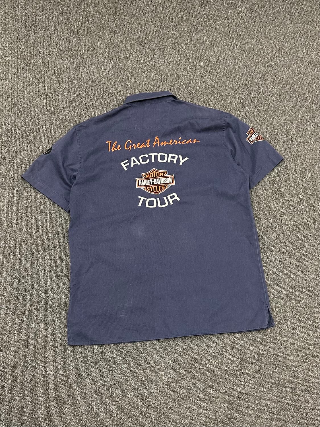 M)할리데이비슨 빈티지 패치 STAFF 자수 네이비 반팔셔츠 상품이미지5