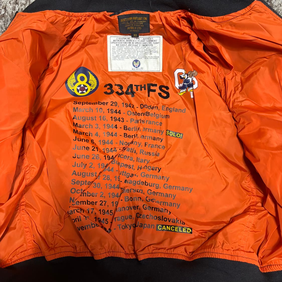 XS 아비렉스 AVIREX 블랙 패치 MA1 항공점퍼 상품이미지4