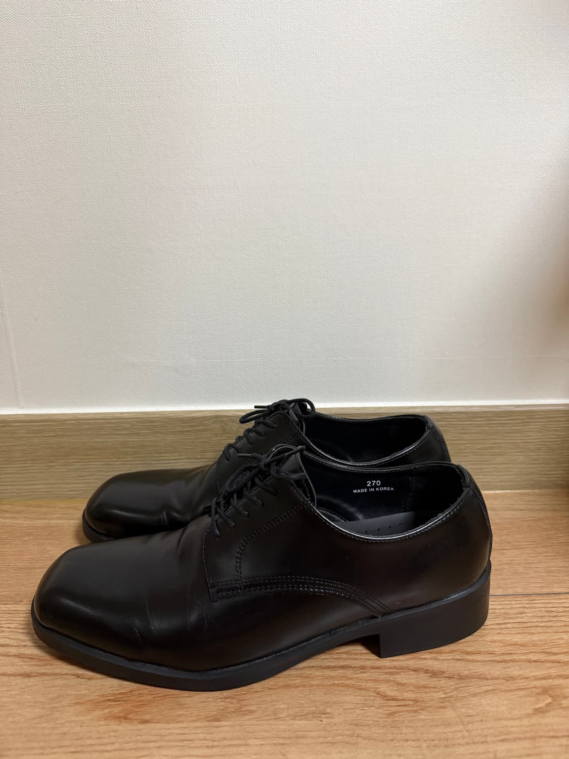 (270size) 빈티지 레더 블랙 더비슈즈 상품이미지1
