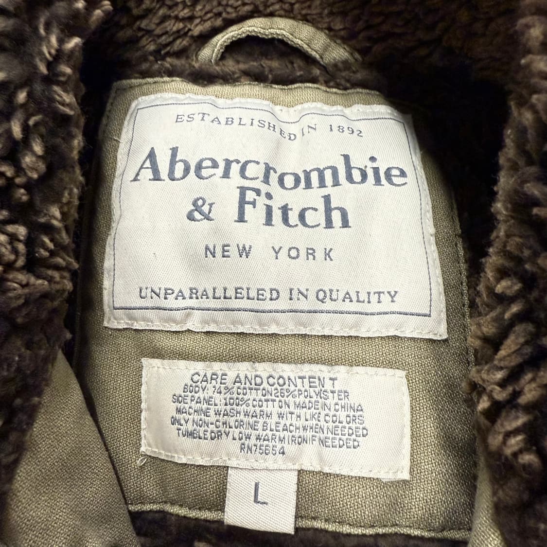 [정품/L] 아베크롬비 카키색 안감 털 자켓 b15 상품이미지5