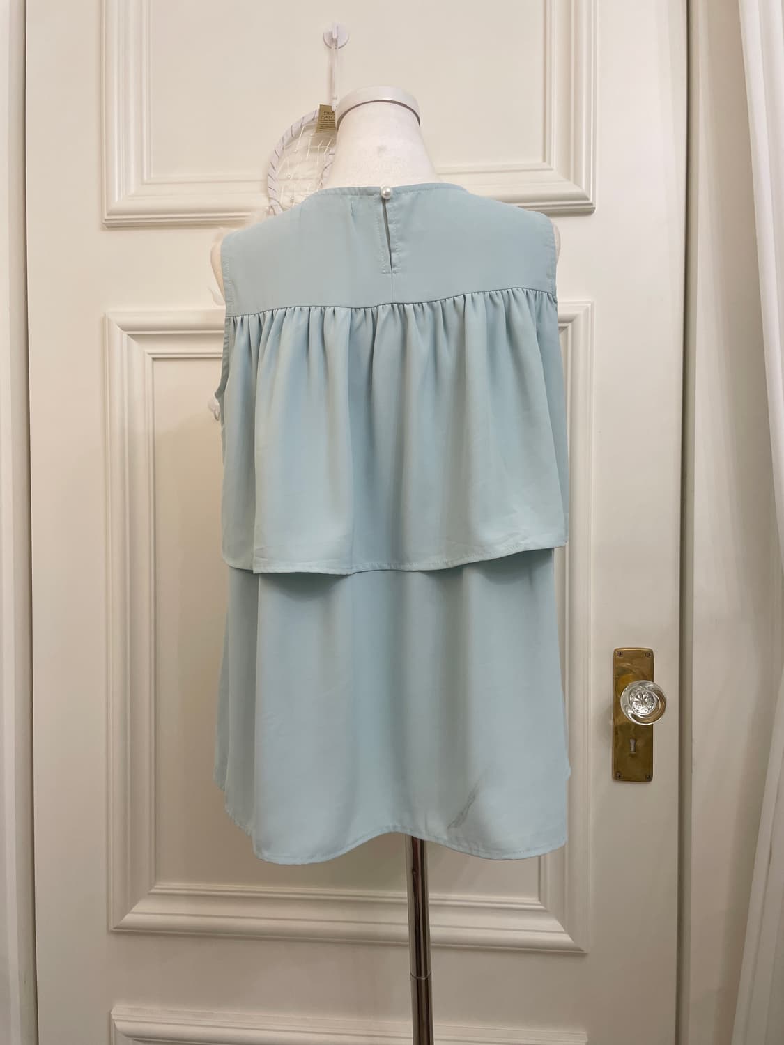 mint shirring layered blouse 상품이미지3