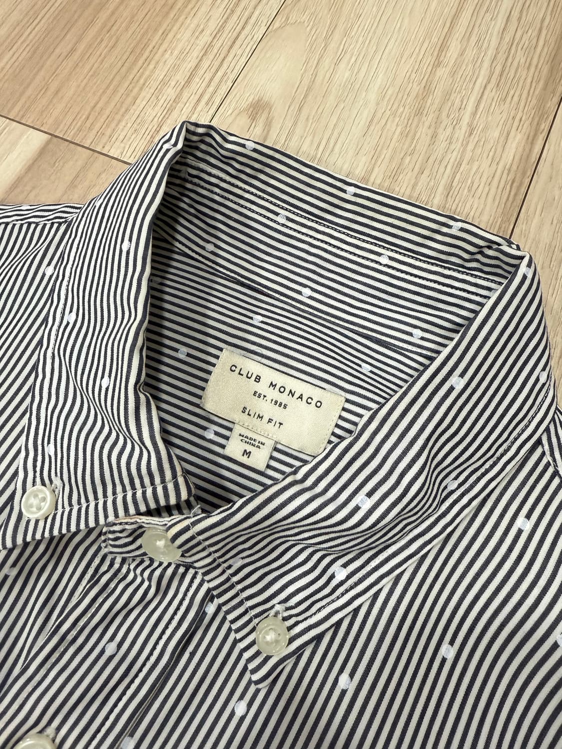 클럽모나코 스트라이프 도트 셔츠 슬림핏 M(100) 상품이미지2