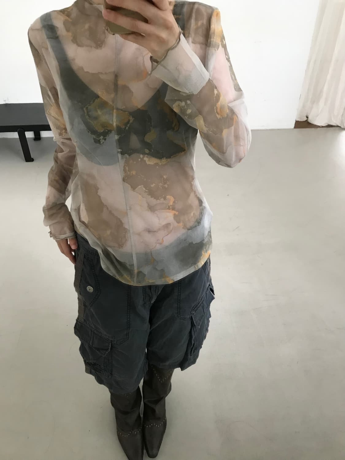 vintage pattern mesh top 상품이미지1