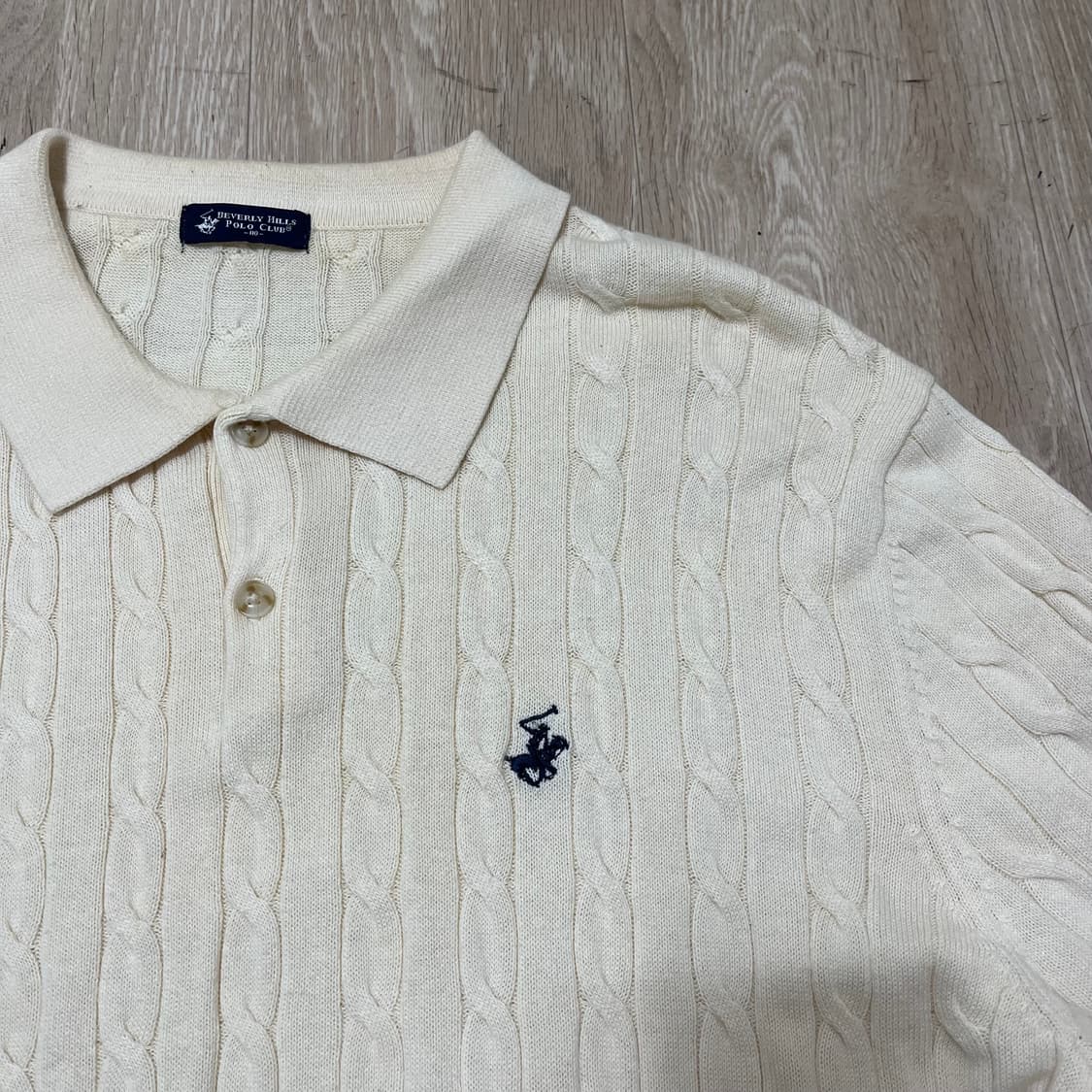 버버리 힐스 폴로 클럽 자수로고 카라 폴로 꽈배기 니트 2XL(110) 상품이미지2