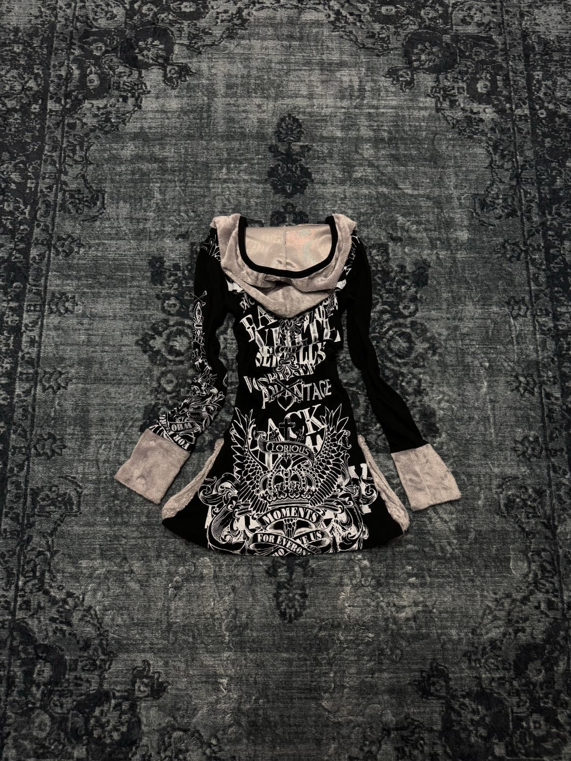 Glitz 00s cross fur fleece hoodie 상품이미지6