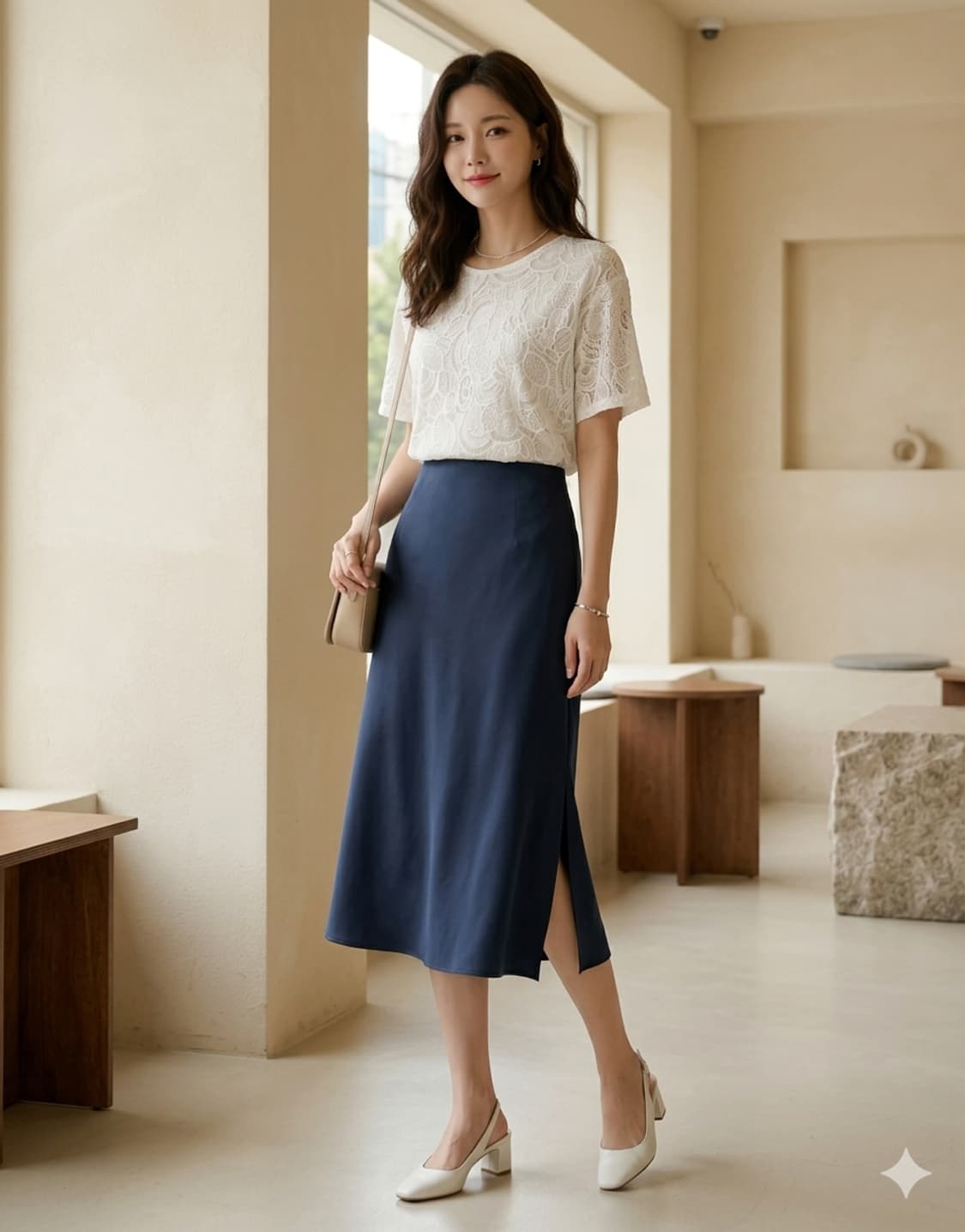 ♧ 페이우 FAYEWOO 화이트 레이스 반팔 블라우스 55 상품이미지3