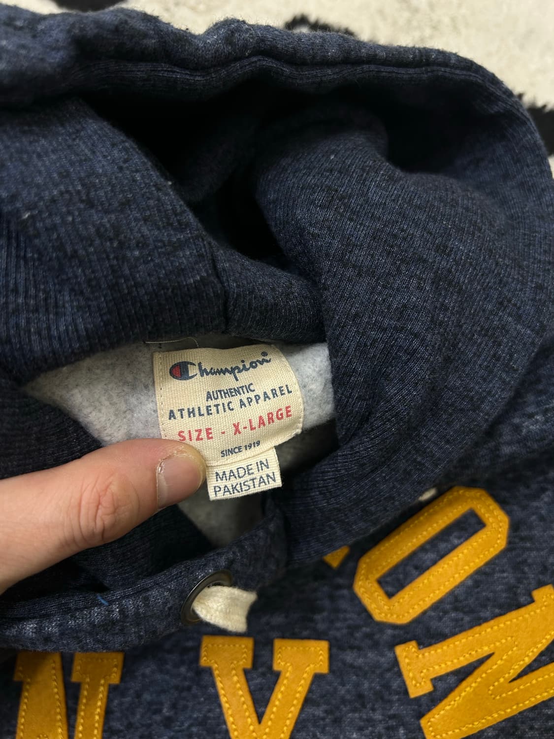 [XL]챔피온 어센틱 스펠아웃 후드/네이비블루/기모 상품이미지5