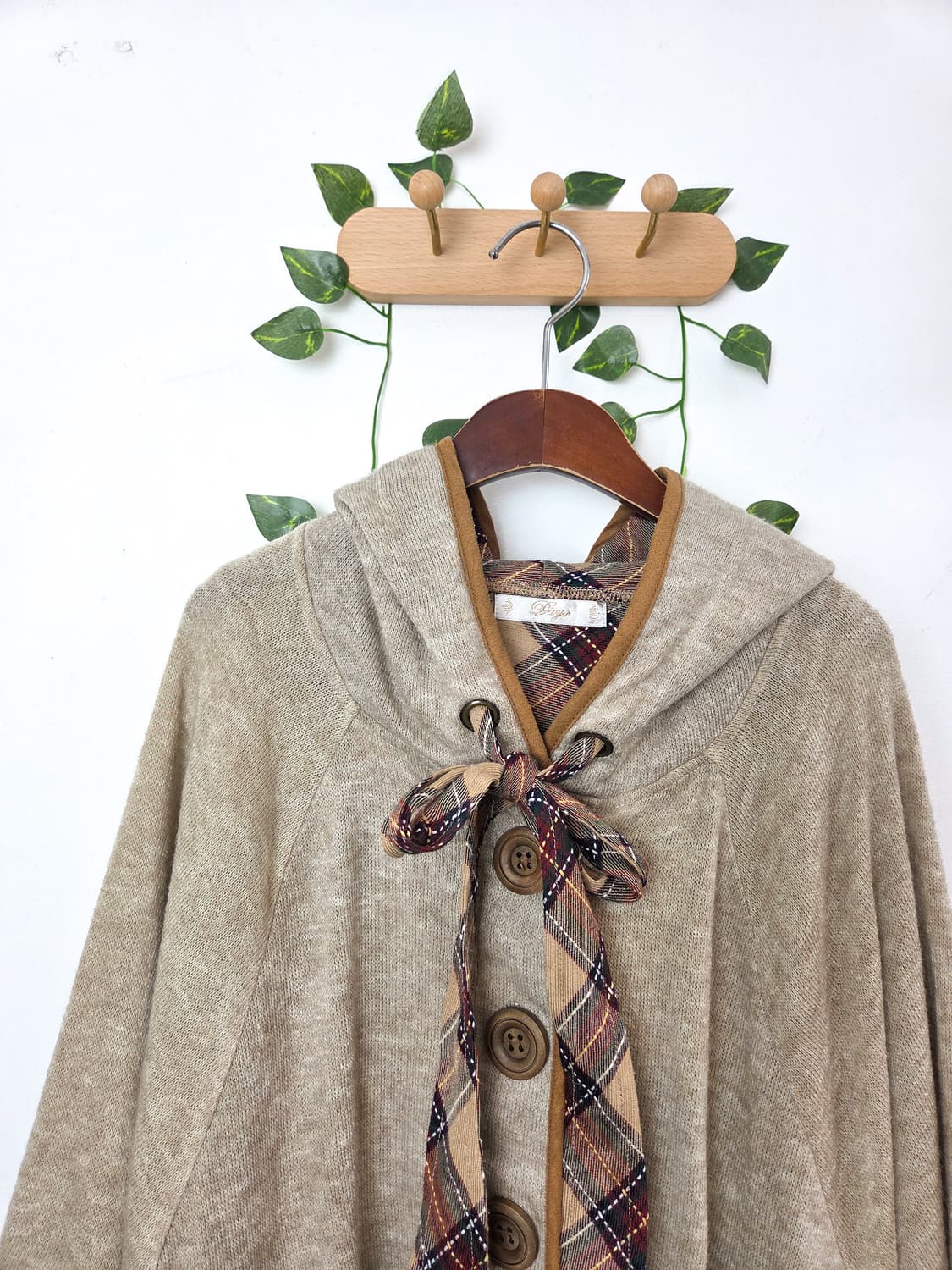 체크 리본 케이프 가디건 상품이미지2