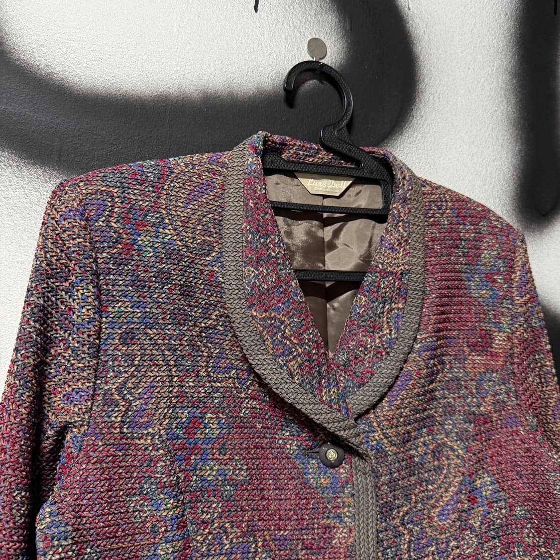 VTG 빈티지 글랜 스타일 페이즐리 자카드 풀 패턴 싱글 자켓 상품이미지3