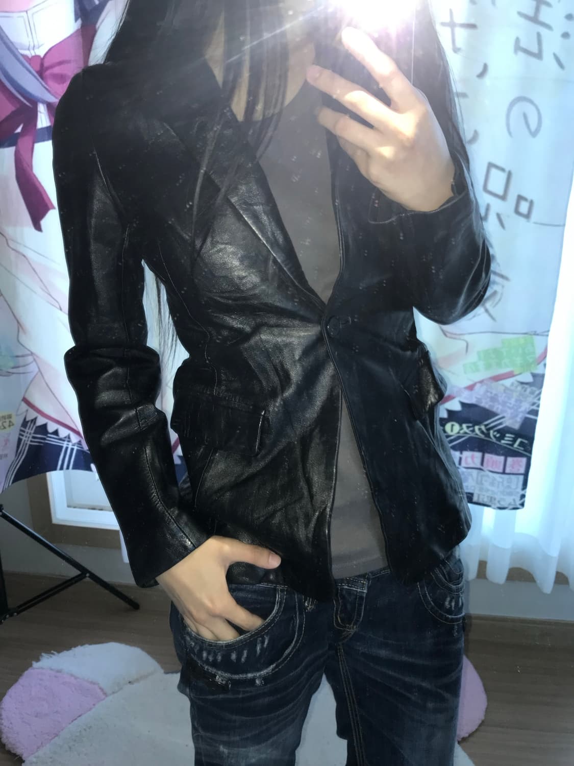 램스킨 슬림핏 레더 블레이저 상품이미지1