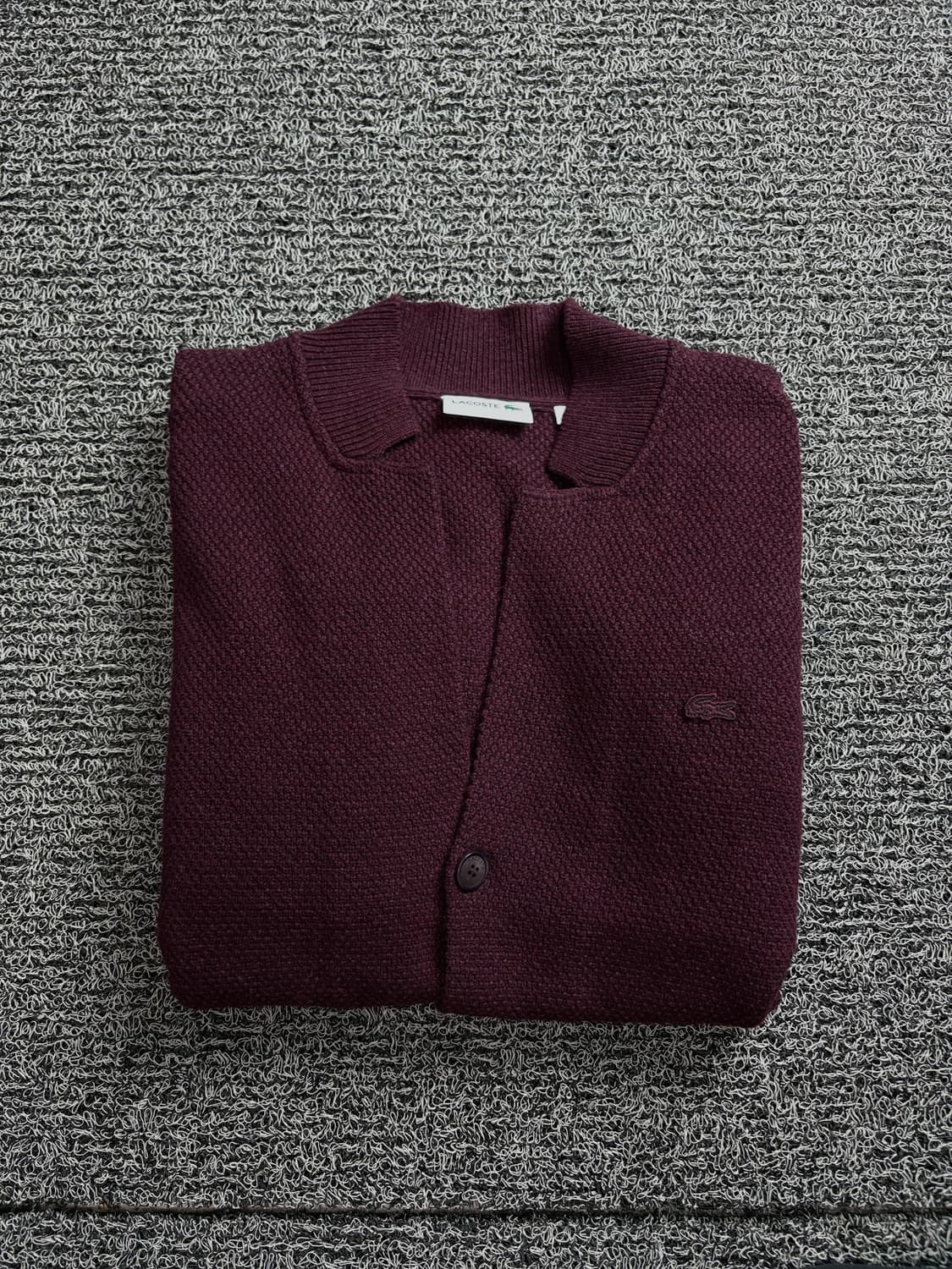 라코스테 자수로고 미니멀 니트 가디건 버건디 1469 상품이미지1