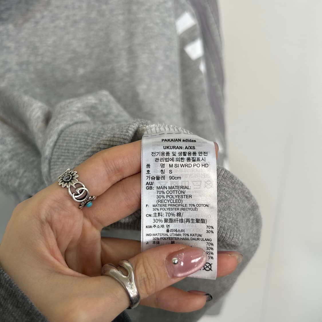 아디다스 기모 후드티 S 남녀공용 상품이미지4