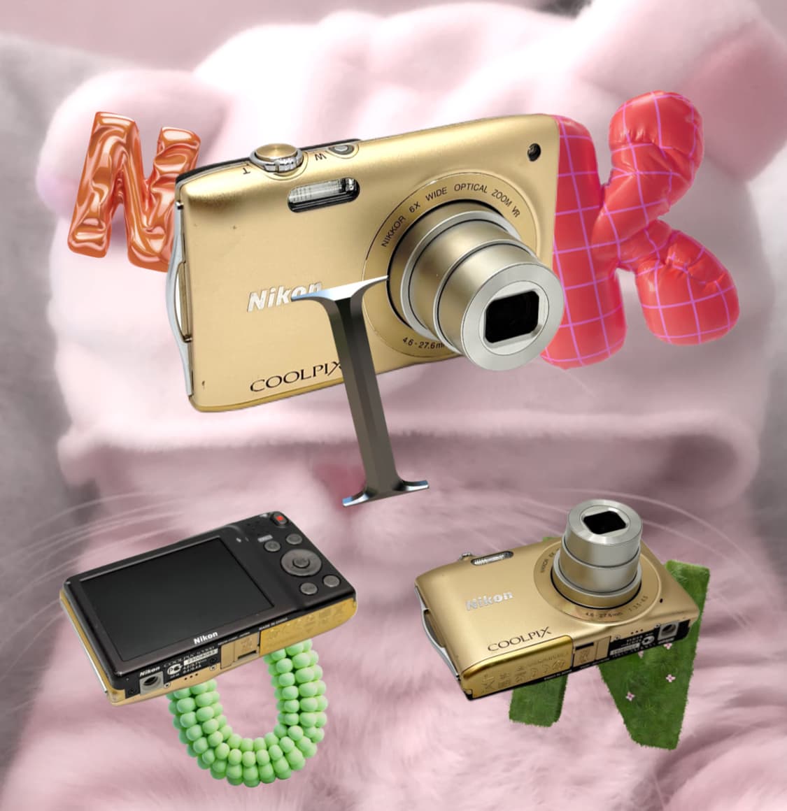 [연예인픽&뽀용!] 니콘 Coolpix S3300 골드 디지털카메라 상품이미지1