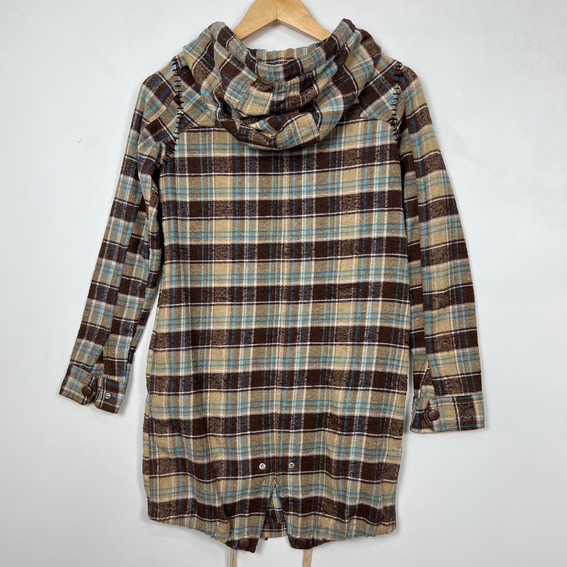 Japan vtg 스티치 체크 후드 롱 자켓 상품이미지6