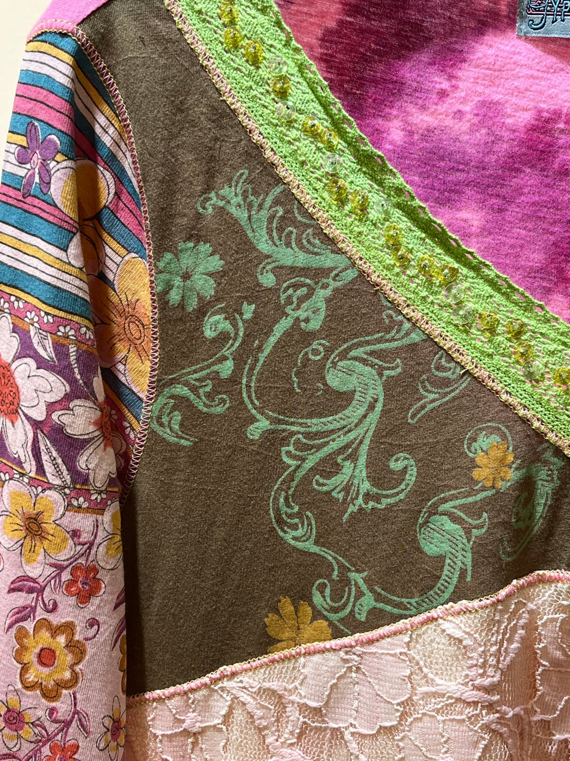 미국 빈티지 레이스 패치워크탑 상품이미지5