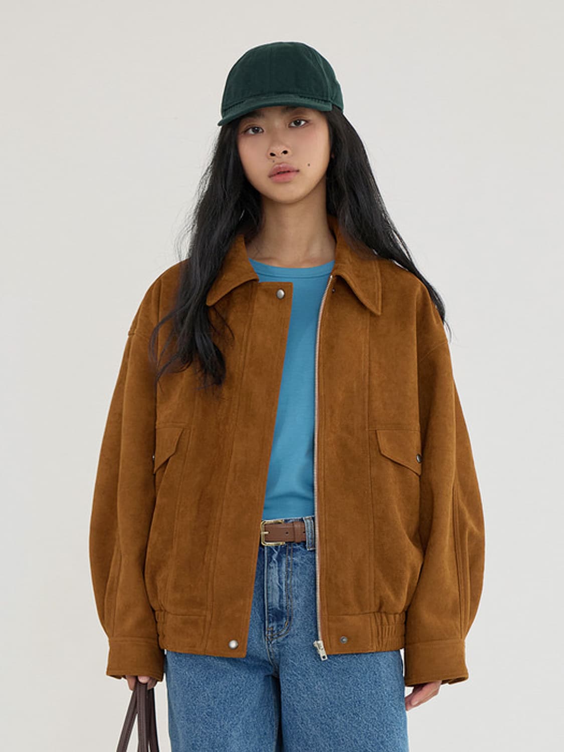 (택O) (새상품) 퀸스래빗 스웨이드 무드 블루종 (카멜) 상품이미지2